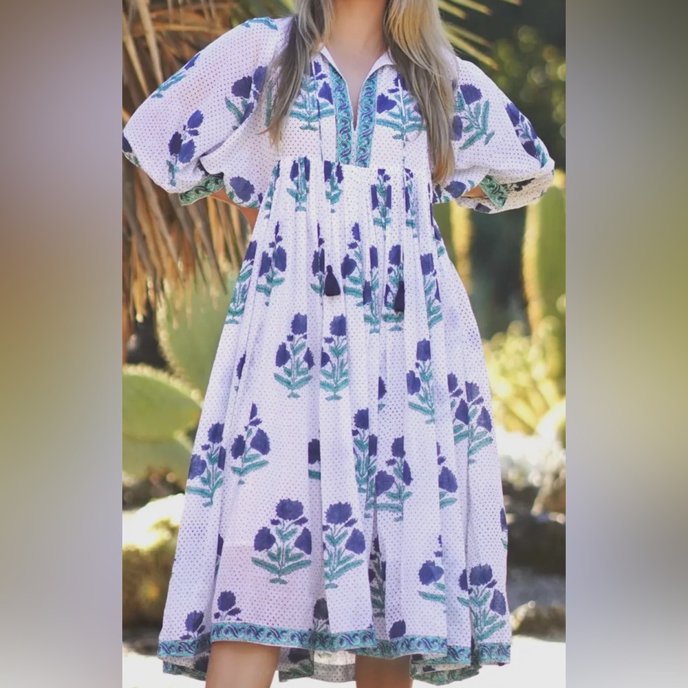 Dolma mylah block printed floral Bohemian Dress NWT